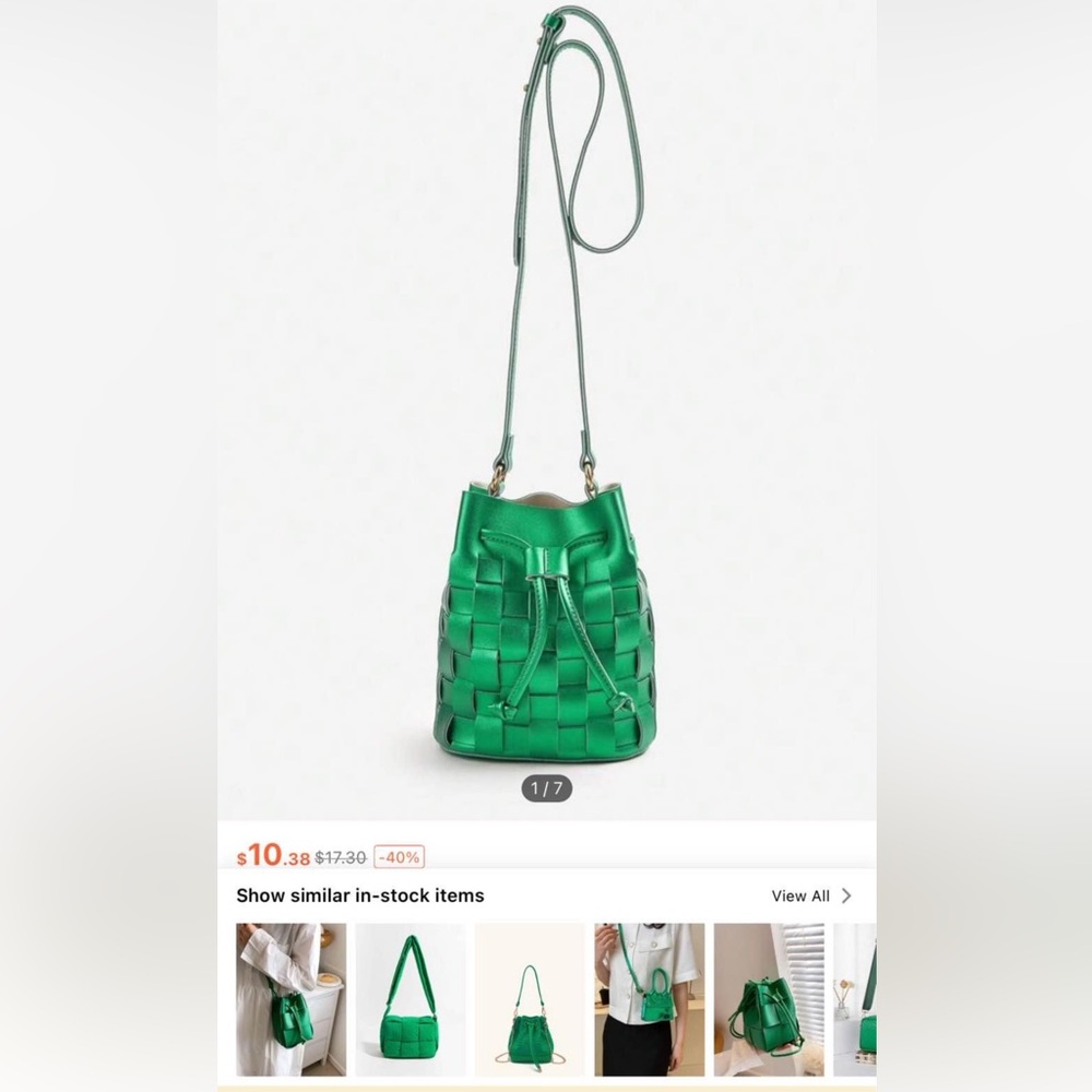 Metallic Green Bucket Bag